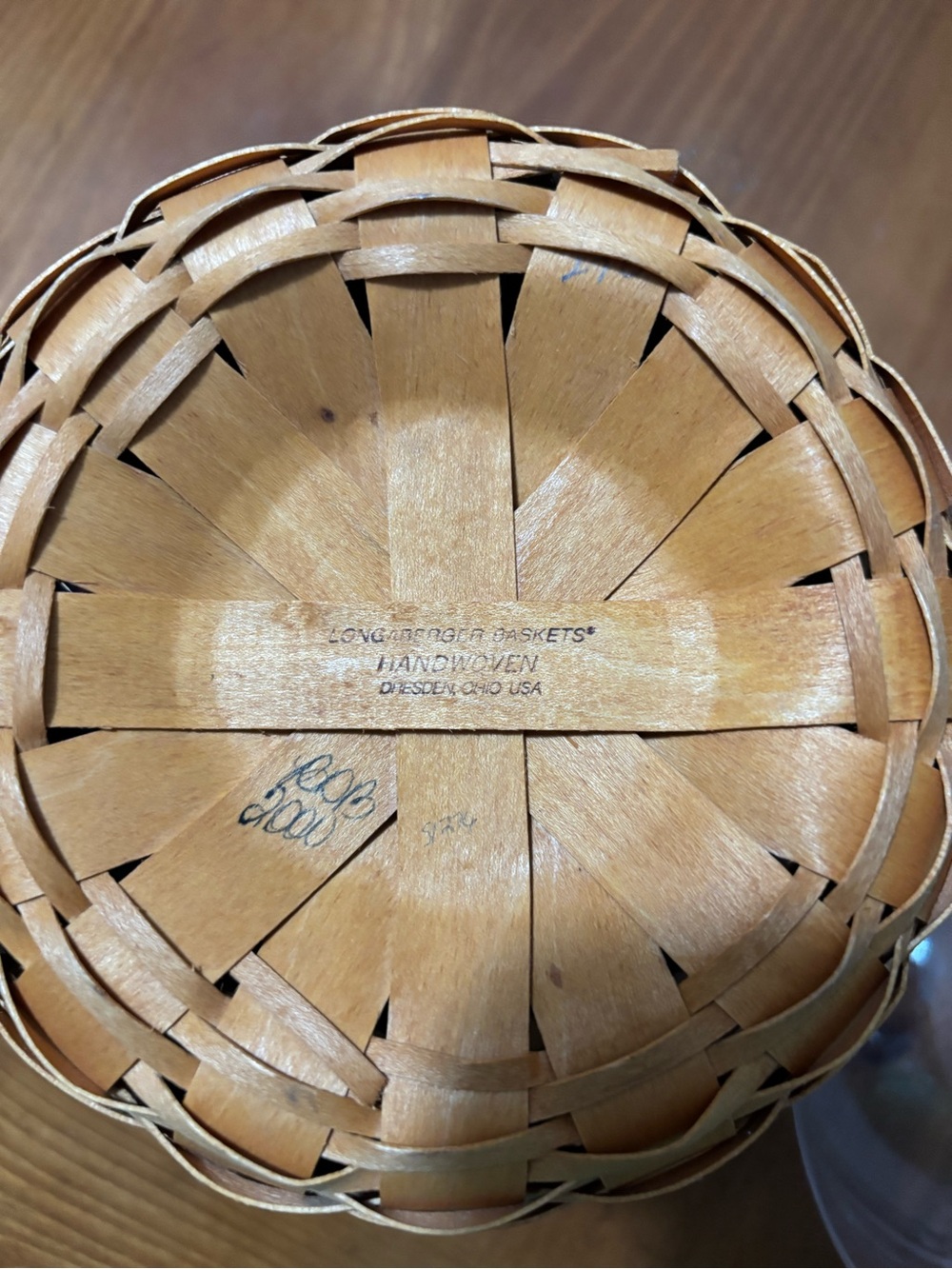Longaberger Natural Brown Handwoven 
6 1/2” Round Basket 2000 - Picture 2 of 4